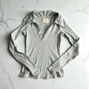 CITIZENS OF HUMANITY Light Blue Ribbed Long Sleeve Top Size Small